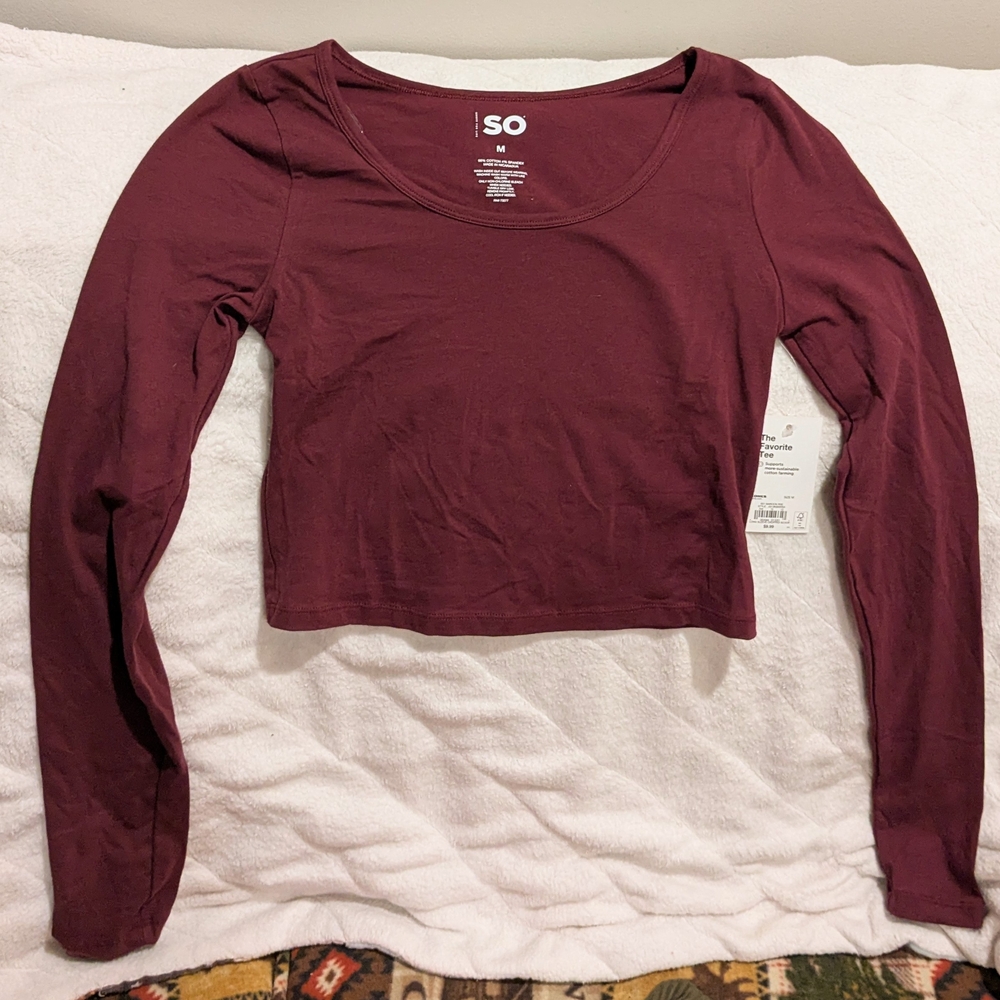 NWT SO Red Fitted Crop Blouse